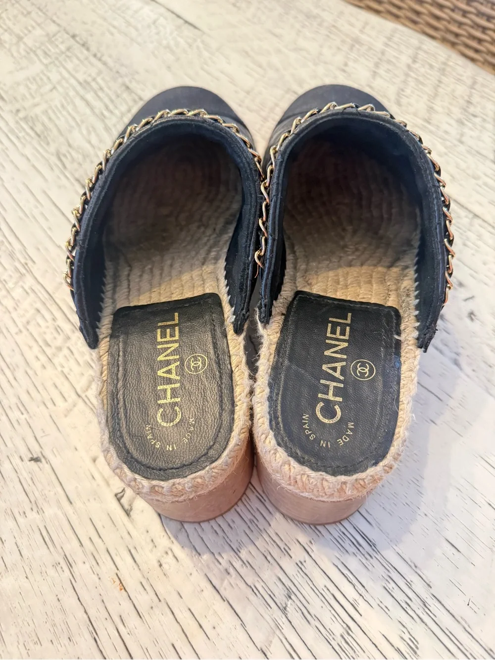 CHANEL Black Quilted Leather Clog